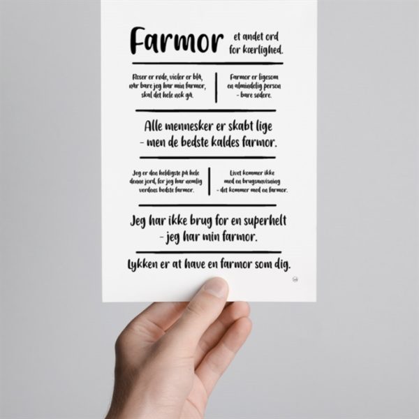 Farmor - plakat/kort A5 smilia