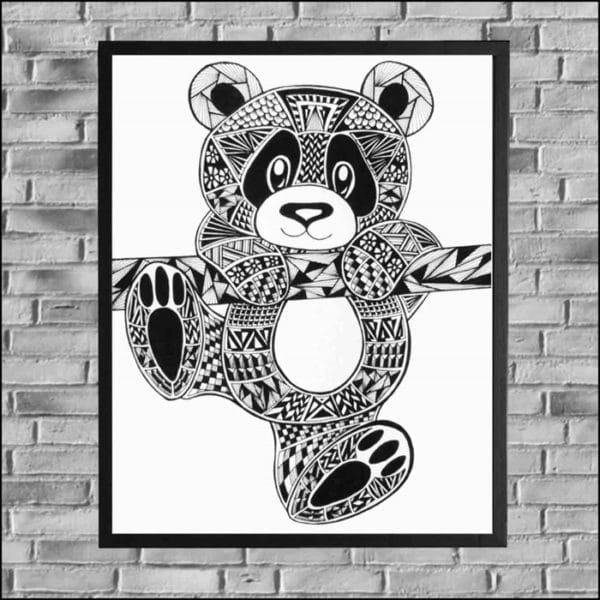 Panda - Håndtegnet plakat