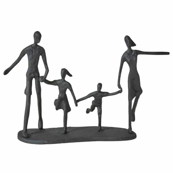 Metal figur familie 11x7x22cm sort