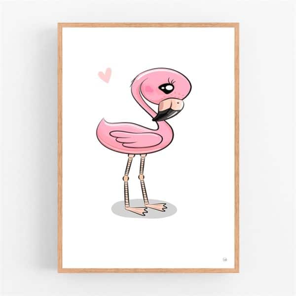 Flamingo. Børneplakat A3 Smilia