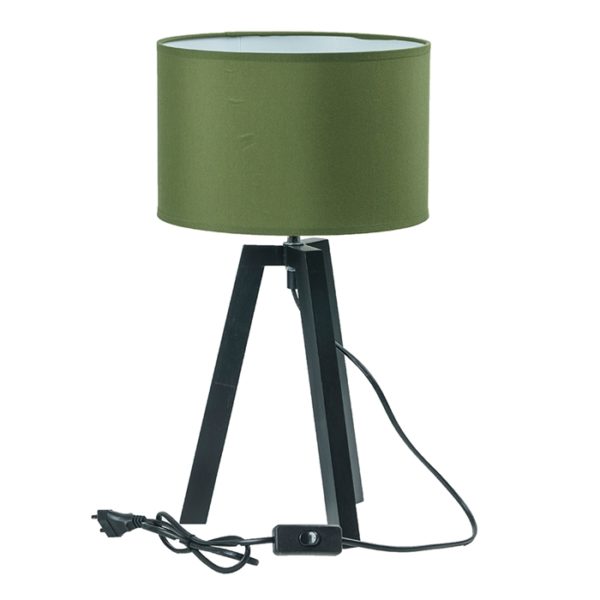 Pace træ bordlampe grøn skærm H46cm
