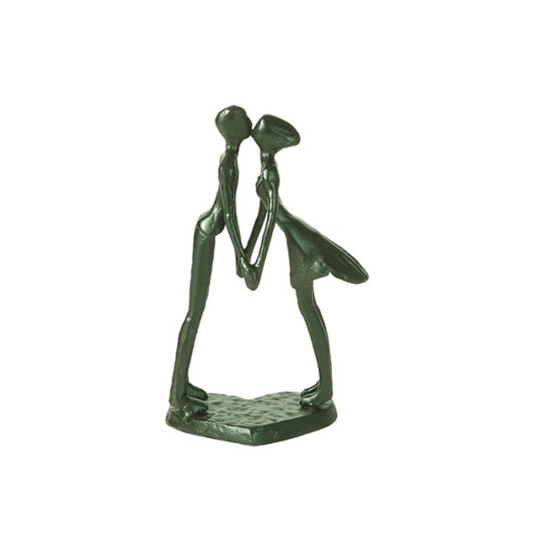 Metal figur par kysse 10x7x16cm antik grøn