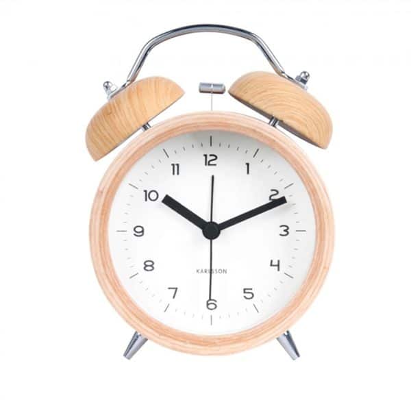 Karlsson Alarm clock Classic Bell wood w. white dial